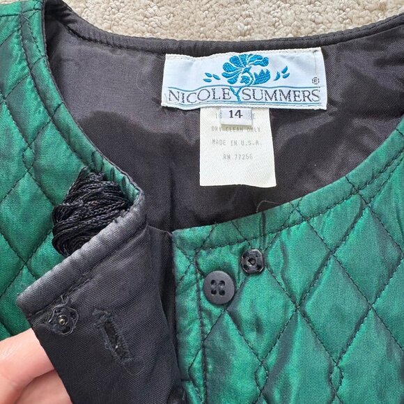 Vintage Nicole Summers Emerald Green Quilted Cropped Jacket Made in USA - Picture 3 of 9